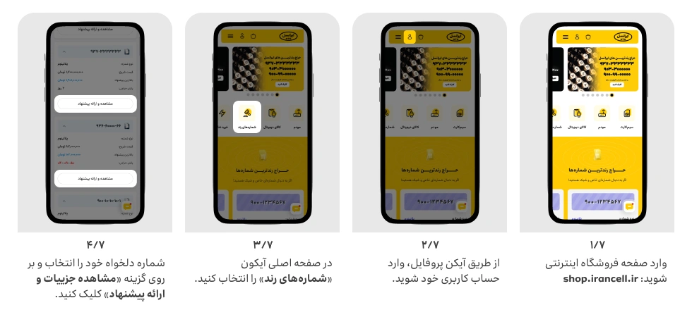 مراحل خرید شماره رند