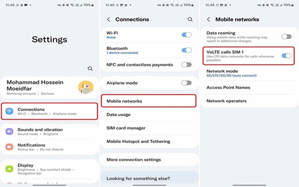 تنظیمات VoLTE شیائومی